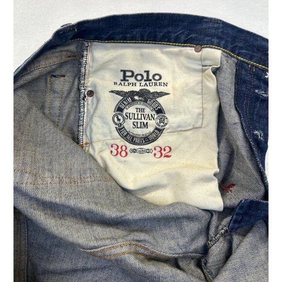 Polo Ralph Lauren Embroidered Skulls Denim Jeans Sullivan Slim Men’s 38x32 Y2K - Picture 15 of 16